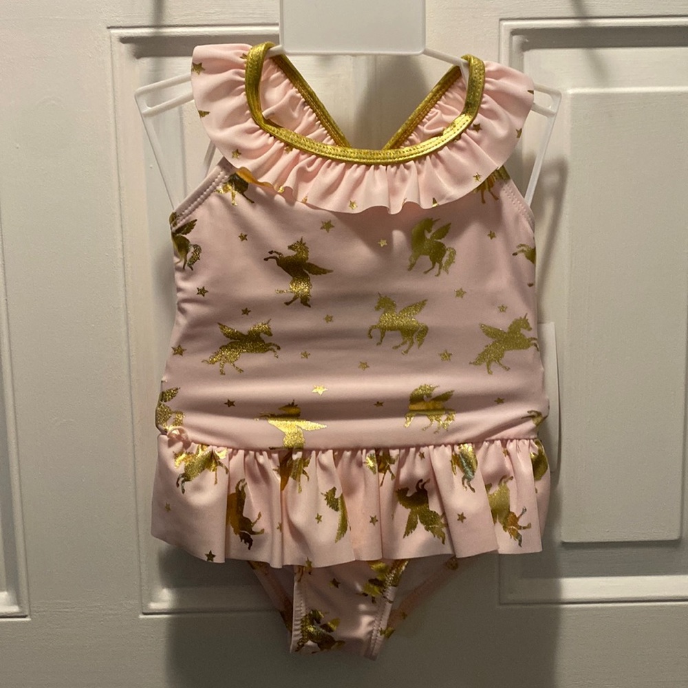 NWT Gold unicorn swim suit